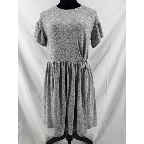 Cat & Jack Other - Cat & Jack Girls XL 14/16 Heather Gray Ruffle Sleeve Knot Waist Knit Dress